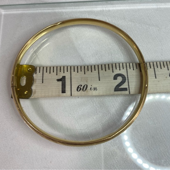 14K YELLOW GOLD vintage etched bangle bracelet REAL GOLD - Picture 6 of 17